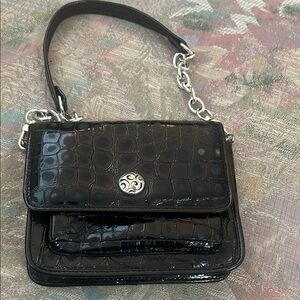 Brighton Chic Black Crocodile Pattern Wristlet purse